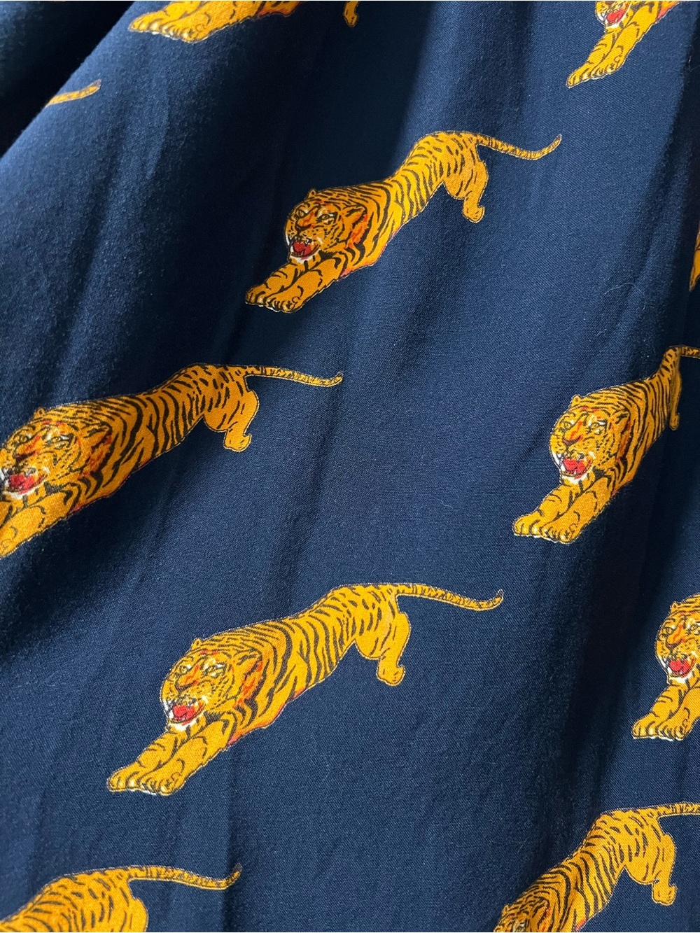 Emily and Fin Navy Tiger Print Midi Skirt | Size Small - Picture 3 of 8